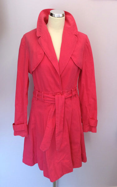 Kaliko Hot Pink Cotton & Linen Trench Coat / Mac Size 12 - Whispers Dress Agency - Womens Coats & Jackets - 1