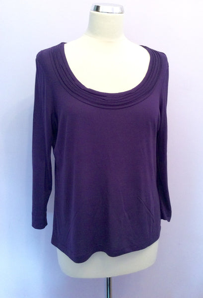 Hobbs Purple Scoop Neck 3/4 Sleeve Top Size L - Whispers Dress Agency - Womens Tops - 1