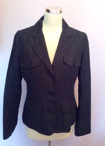 Boden Dark Blue Pinstripe Linen Trouser Suit Size 10/14 - Whispers Dress Agency - Womens Suits & Tailoring - 2