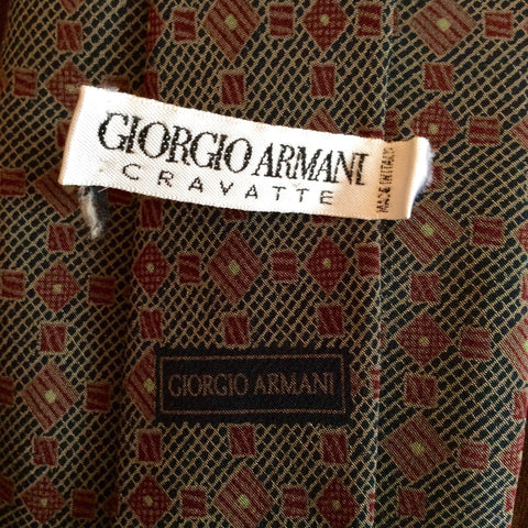Giorgio Armani Dark Grey & Burgundy Print Silk Tie - Whispers Dress Agency - Sold - 2