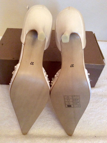 BRAND NEW MENBUR IVORY SATIN PEARL & JEWEL TRIM BRIDAL SHOES SIZE 4/37 - Whispers Dress Agency - Womens Occasion & Evening Shoes - 4