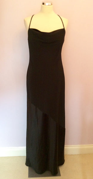 Monsoon Black Beaded Straps Long Evening Dress Size 16 - Whispers Dress Agency - Sold - 1