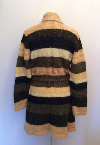 TIMBERLAND BLACK,BROWN,IVORY & PINK STRIPE CARDIGAN SIZE S - Whispers Dress Agency - Womens Knitwear - 2