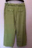 PER UNA GREEN LINEN BELTED TROUSERS SIZE 14 SHORT - Whispers Dress Agency - Womens Trousers - 2