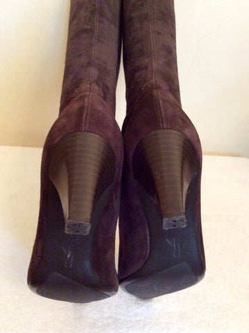 Peter Kaiser Dark Brown Suede Stretch Knee Length Boots Size 4/37 - Whispers Dress Agency - Sold - 5