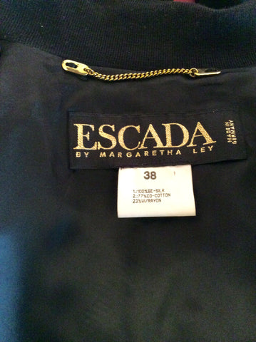 Vintage Escada Black Velvet With Red, Pink, Blue, Green & Gold Print Jacket Size 38 UK 10 - Whispers Dress Agency - Sold - 4