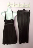 Brand New Marccain Black Pleated & Knit Top & Satin Crop Trouser Suit Size 10 - Whispers Dress Agency - Womens Eveningwear - 2
