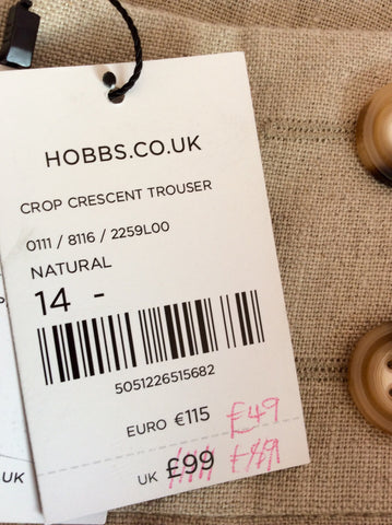 Brand New Hobbs Natural Crop Crescent Trousers Size 14 - Whispers Dress Agency - Sold - 3