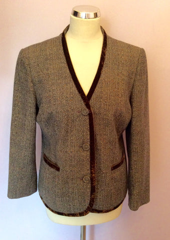 Minosa Petite Brown Weave Wool Blend Skirt Suit Size 12/14 - Whispers Dress Agency - Womens Suits & Tailoring - 2