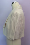 Jaeger Ivory Linen & Silk Crop Jacket Size 14 - Whispers Dress Agency - Womens Coats & Jackets - 2