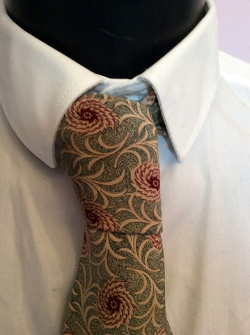 Liberty Green, Beige & Burgundy Print Silk Tie - Whispers Dress Agency - Sold - 1