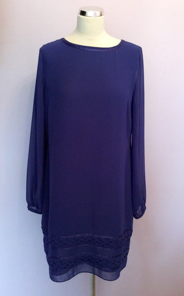 Coast Purple Long Sleeve Shift Dress Size 16 - Whispers Dress Agency - Sold - 1