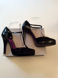 FAITH BLACK SUEDE & PATENT LEATHER T BAR HEELS Size 6/39 - Whispers Dress Agency - Womens Heels - 3