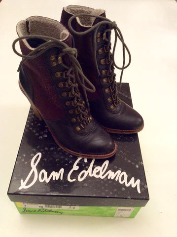 Sam Elderman Tara Black & Brown Lace Up Ankle Boots Size 5/38 - Whispers Dress Agency - Sold - 3