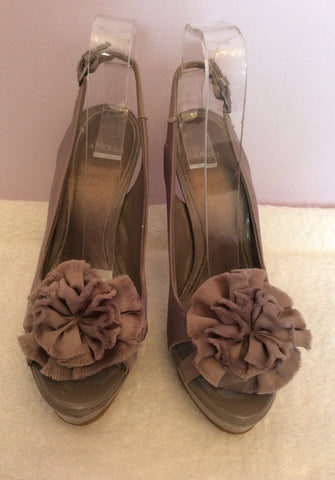 Carvela Grey Satin Corsage Peeptoe Slingback Heels Size 5/38 - Whispers Dress Agency - Womens Heels - 2