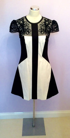 Brand New Karen Millen Black & White Dress Size 10 - Whispers Dress Agency - Womens Dresses - 1