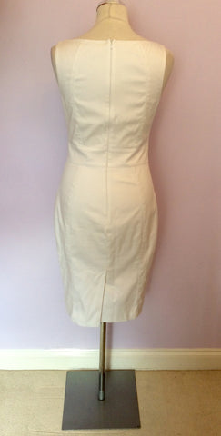 KAREN MILLEN WHITE PLEATED TRIM PENCIL DRESS SIZE 12 - Whispers Dress Agency - Sold - 4