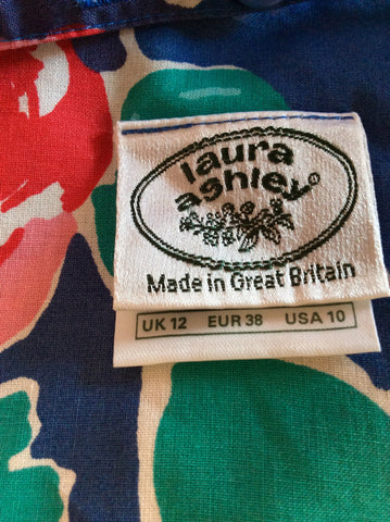 Vintage Laura Ashley Blue Floral Print Cotton Dress Size 12 Fit 10 - Whispers Dress Agency - Sold - 4