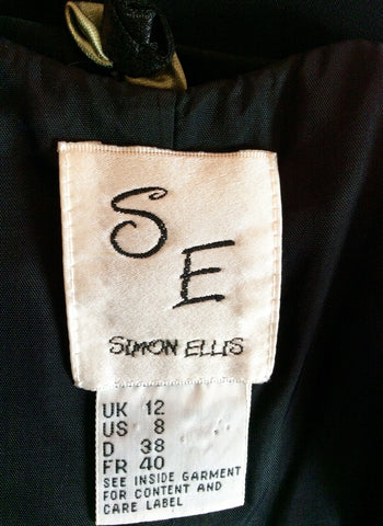 Simon Ellis Black Lattice Back With Flower Trim Evening Dress Size 12 - Whispers Dress Agency - Womens Dresses - 6