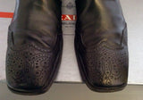 Prada Black Leather Brogue Ankle Boots Size 7 / 41 - Whispers Dress Agency - Sold - 6