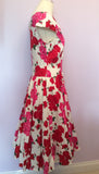 Vintage Jaeger Red & Pink Floral Print Cotton Dress Size 12 - Whispers Dress Agency - Sold - 2