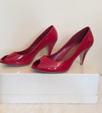Carvela Red Patent Peeptoe Court Shoes Size 5/38 - Whispers Dress Agency - Sold - 3