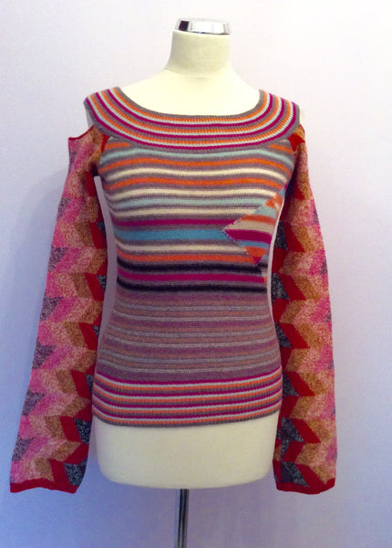 Firetrap Multicoloured Cut Out Shoulder Jumper Size M - Whispers Dress Agency - Sold - 1