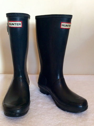 Hunter Dark Blue Short Wellington Boots Size 2/34.5 - Whispers Dress Agency - Womens Boots - 1