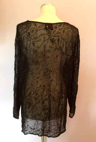 Lyndella Black Beaded & Sequinned Over Blouse / Top Size 20 - Whispers Dress Agency - Sold - 2