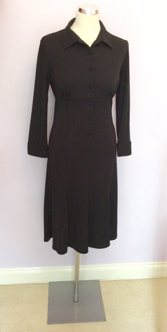 HOBBS BLACK COLLARED 3/4 SLEEVE DRESS SIZE 10 - Whispers Dress Agency - Womens Dresses - 1