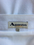 AQUASCUTUM WHITE LINEN BLEND PLEATED FRONT SKIRT SIZE 16 - Whispers Dress Agency - Womens Skirts - 3