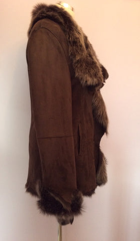 Emma Somerset Dark Brown Sheepskin Fur Lined Jacket Size 36 UK 12 - Whispers Dress Agency - Womens Coats & Jackets - 5