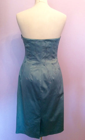 Pearce Fionda Green Satin Bead & Sequin Strapless Dress Size 12 - Whispers Dress Agency - Womens Dresses - 4