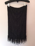 Karen Millen Black Crocheted Beaded Skirt Size 1 UK 8/10 - Whispers Dress Agency - Womens Skirts - 1