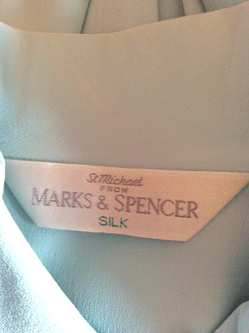 MARKS & SPENCER DUCK EGG SILK BLOUSE SIZE 10 - Whispers Dress Agency - Womens Shirts & Blouses - 3