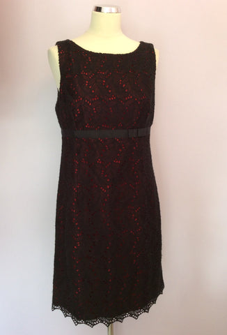 Whistles Black Lace & Red Lined Dress Size 14 - Whispers Dress Agency - Sold - 1