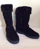 Brand New Dash Black Faux Suede Fur Trim Boots Size 6/39 - Whispers Dress Agency - Sold - 1