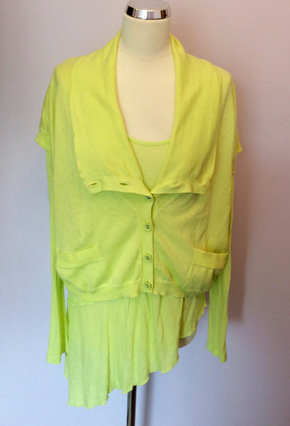 Sandwich Bright Lime Fine Knit Top & Cardigan Size L - Whispers Dress Agency - Sold - 1