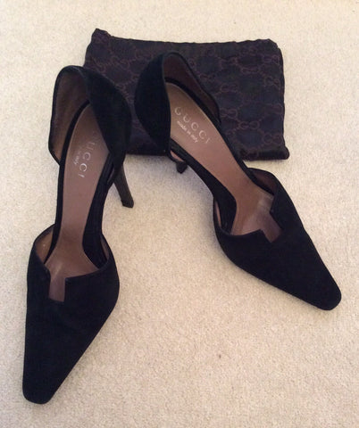 Gucci Black Suede Evening Heels Size 5/38 - Whispers Dress Agency - Womens Heels - 1