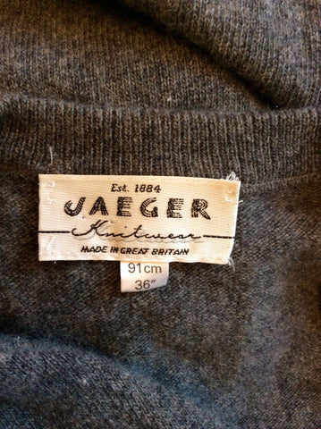 Vintage Jaeger Grey Cashmere Cardigan Size 36" UK M - Whispers Dress Agency - Sold - 2