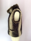 Planet Dark Brown Faux Fur Gilet Size 12 - Whispers Dress Agency - Sold - 4