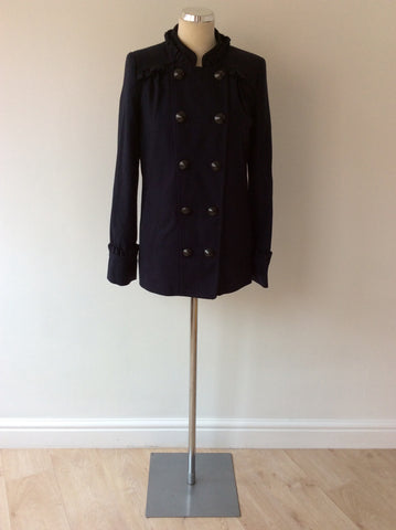 FRENCH CONNECTION DARK BLUE DOUBLE BREASTED JACKET SIZE 8 - Whispers Dress Agency - Womens Coats & Jackets - 1