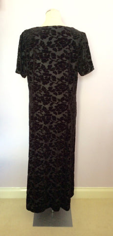 MARKS & SPENCER BLACK WITH VELVET FLORAL DESIGN DRESS SIZE 20 - Whispers Dress Agency - Sold - 3