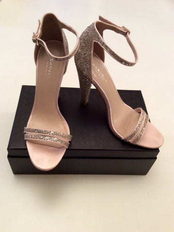 Carvela Nude Satin Glitter Strappy Heeled Sandals Size 7.5/41 - Whispers Dress Agency - Sold - 1