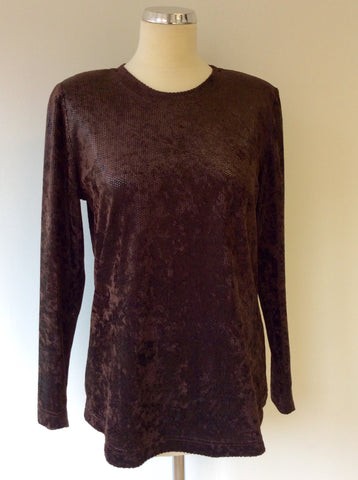 BETTY BARCLAY BROWN SPARKLE LONG SLEEVE TOP SIZE M - Whispers Dress Agency - Womens Tops - 1