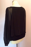 Coast Black Scoop Neck Long Sheer Sleeve Top Size 16 - Whispers Dress Agency - Sold - 3