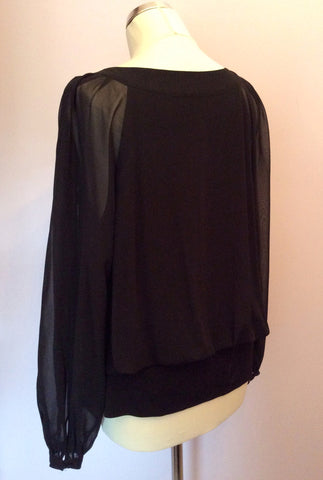 Coast Black Scoop Neck Long Sheer Sleeve Top Size 16 - Whispers Dress Agency - Sold - 3