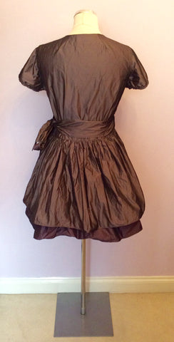 Cabbages & Roses Brown Taffeta Wrap Dress Size M - Whispers Dress Agency - Womens Dresses - 3