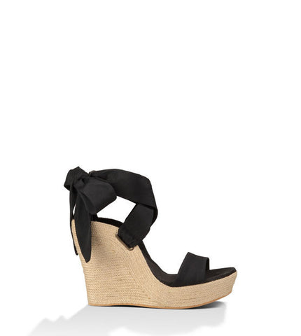 UGG JULES BLACK HIGH WEDGE HEEL SANDALS SIZE 6.5/40 - Whispers Dress Agency - Sold - 2