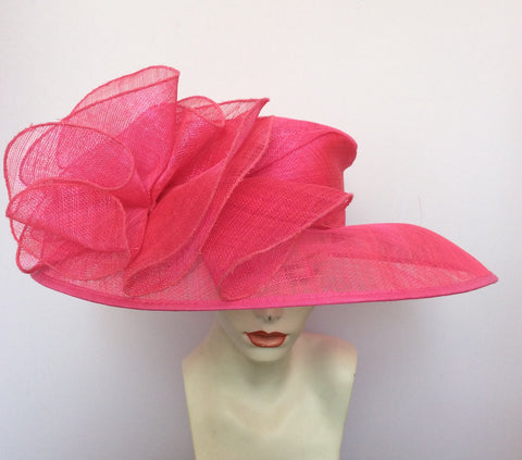 Brand New Fenwick Bright Pink Wide Brim Formal Hat - Whispers Dress Agency - Sold - 2